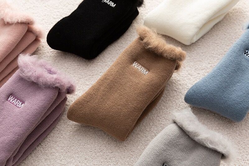 custom embroidery letter thick warm winter socks+factory
