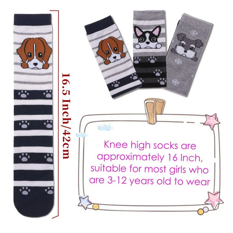 kids high knee girl socks with animals (2)