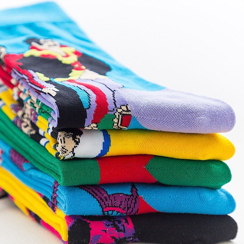 buy+custom logo street jacquard happy socks men colorful