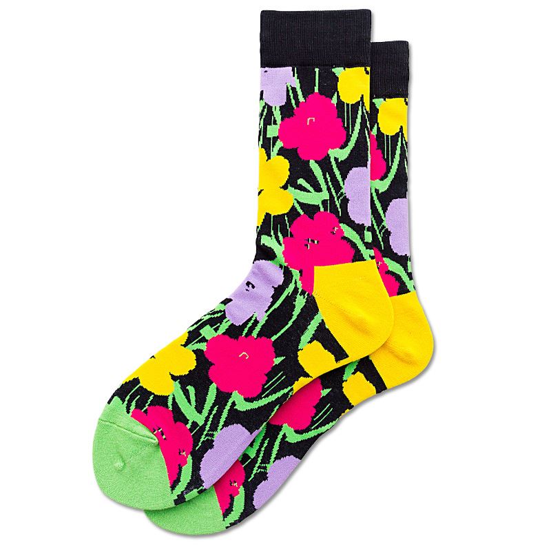 wholesale+custom logo street jacquard happy socks men colorful