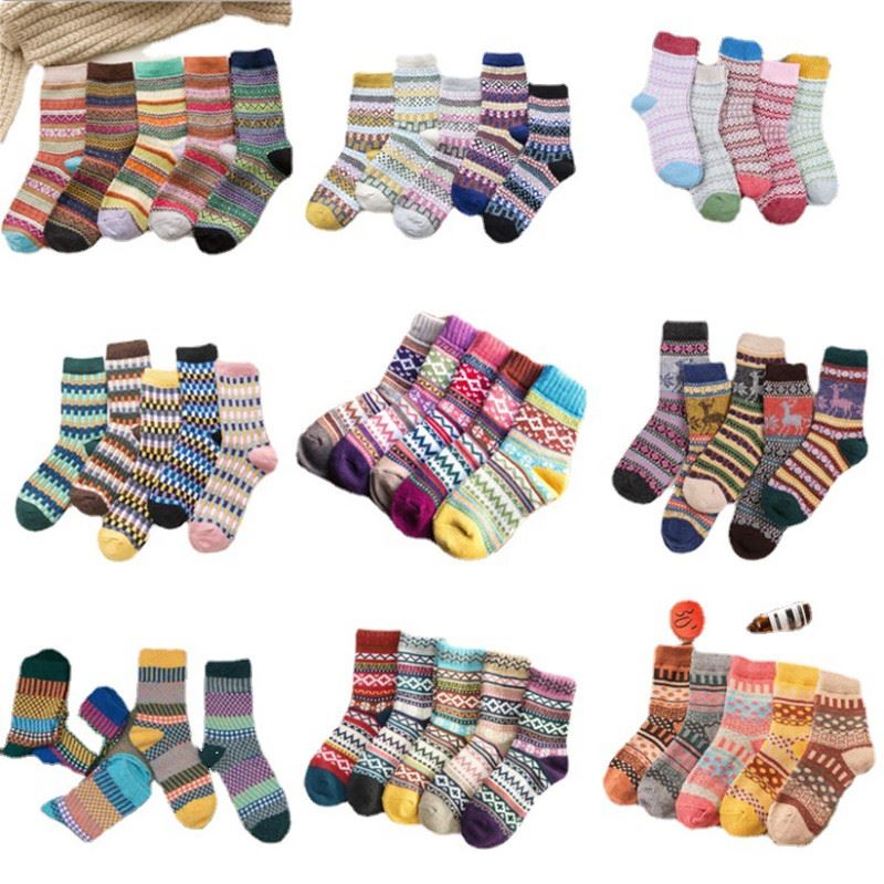 Custom knit jacquard wool warm cute socks padded socks +free sample