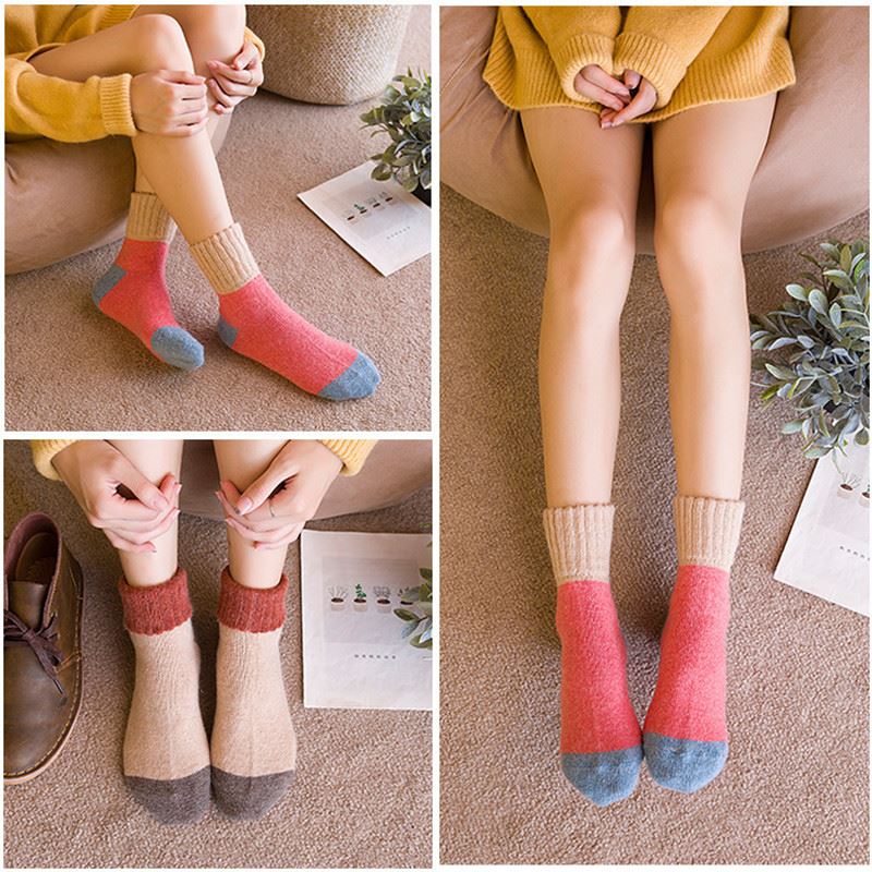 Custom knit jacquard wool warm cute socks padded socks+low price