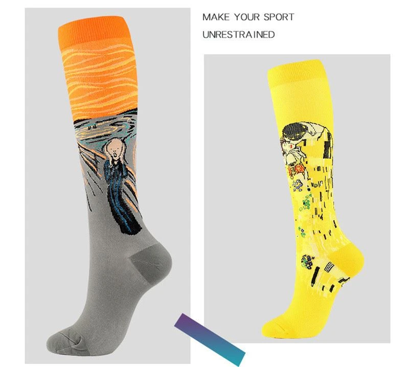 sublimation printed logo compression socks design