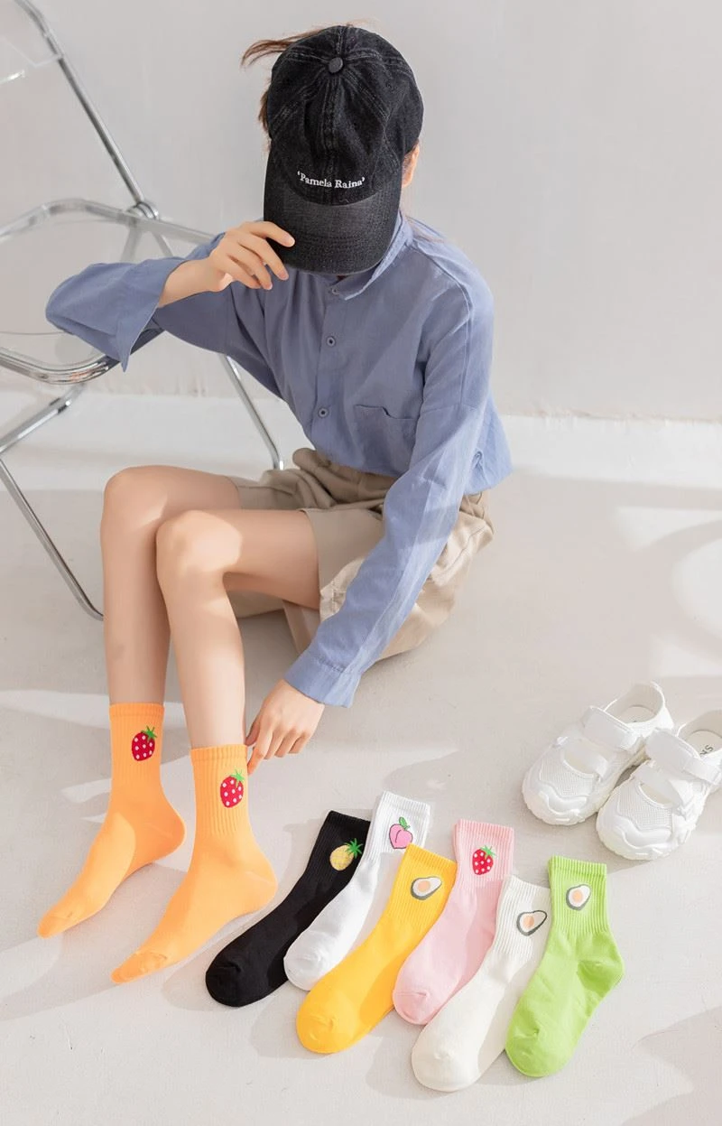 discount+New original custom jacquard design woman socks fruit