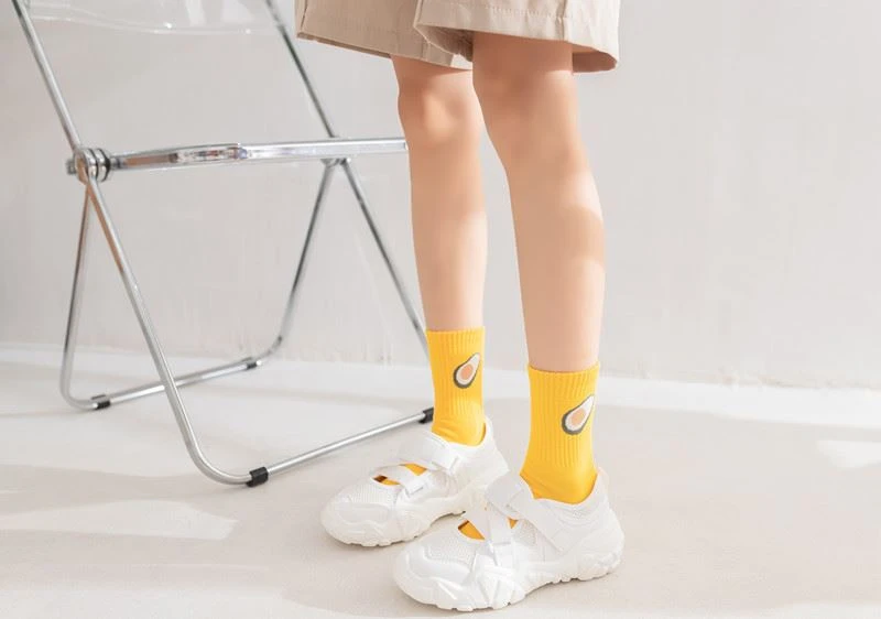 New original custom jacquard design woman socks fruit+factory