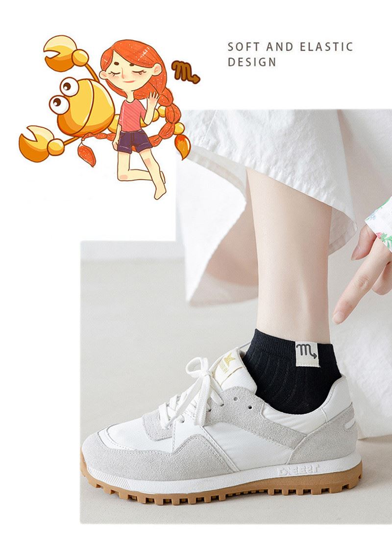 low price+girls striped Sewing label constellation socks
