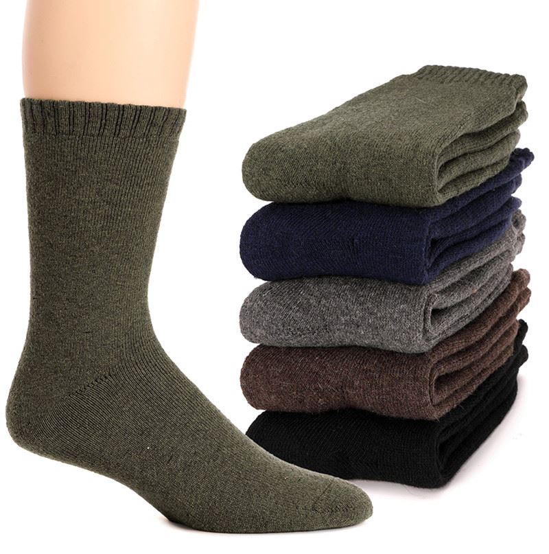 Solid Color Men's Wool Socks