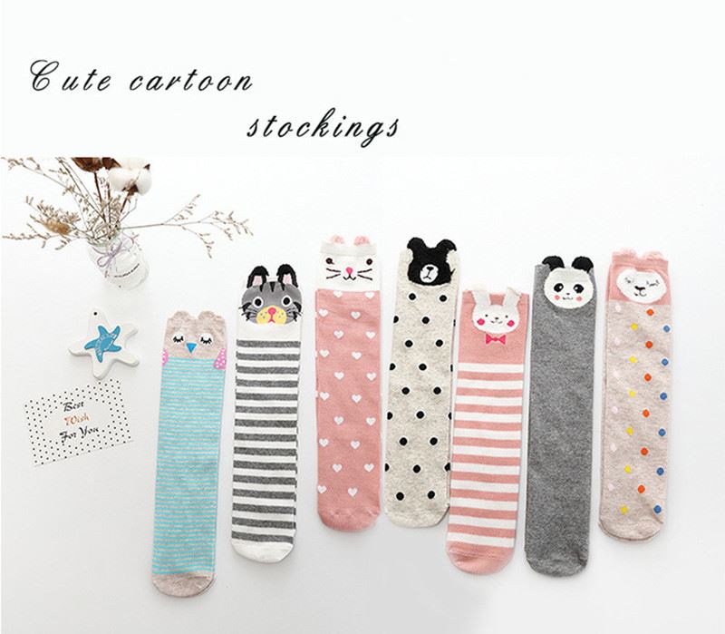 little girls thigh high cartoon socks kid stockings+made in china