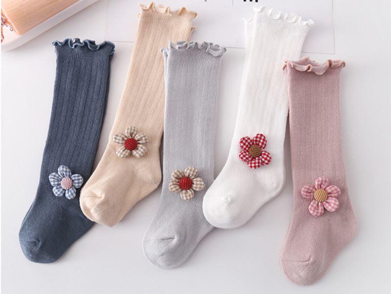 discount+Children's ruffled flowers kid stockings thigh high socks