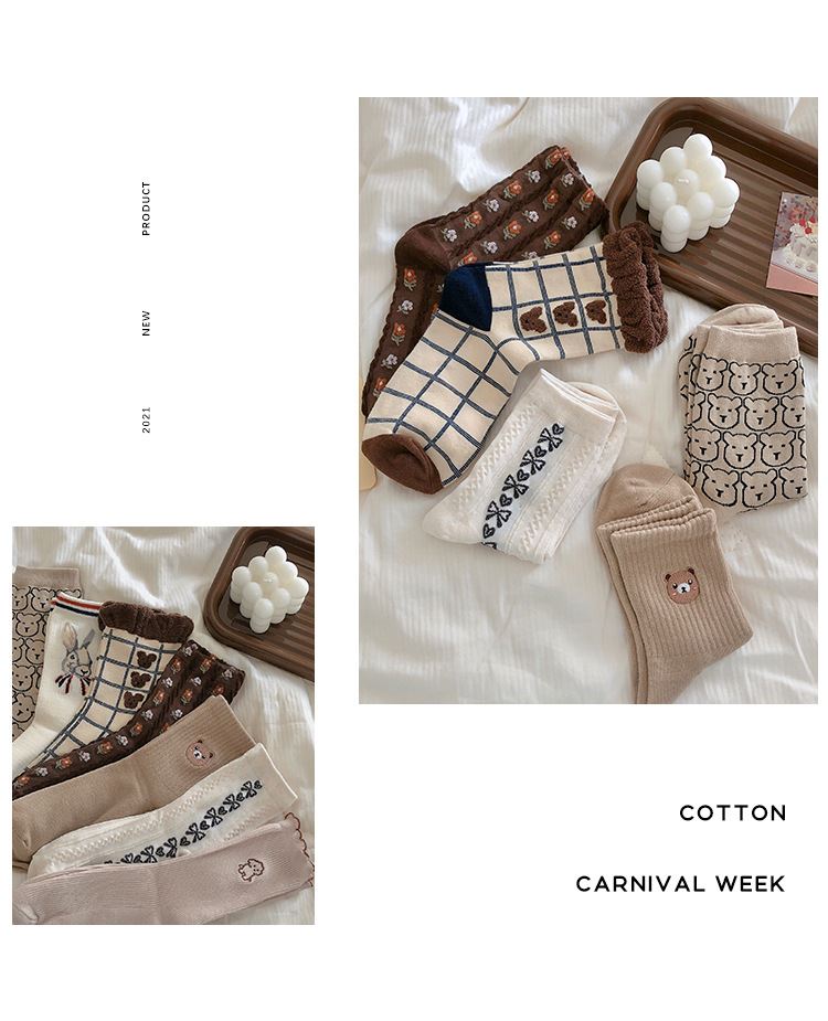4 Seasons Cute Crew Socks Women Ladies