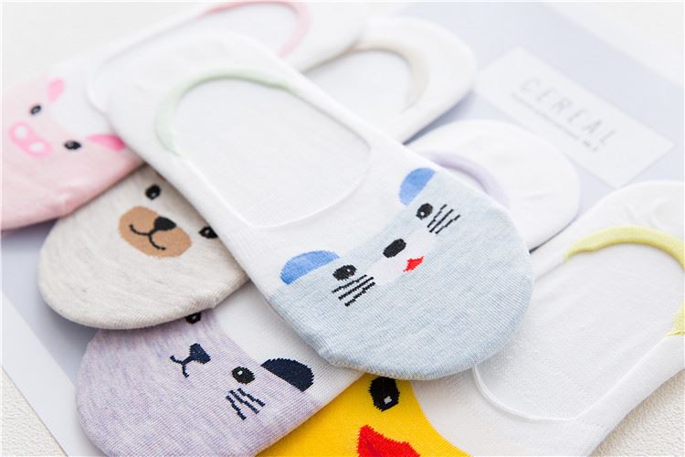 Ladies Cute Animal Pattern No Show Socks