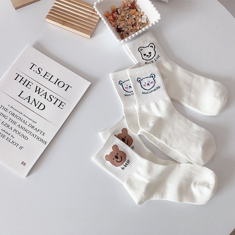 White Socks Colorful Cute Design
