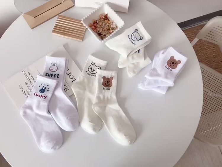 Womens White Socks Colorful