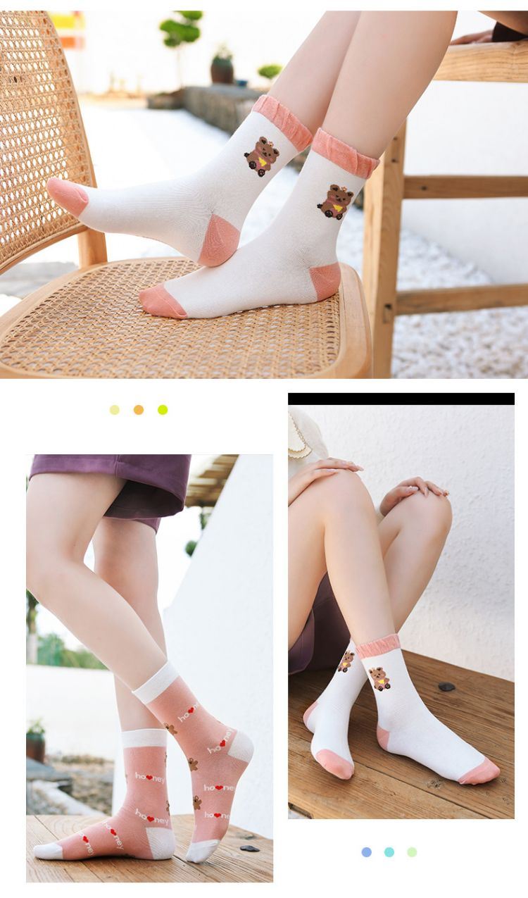 Pink Colorful Women Socks