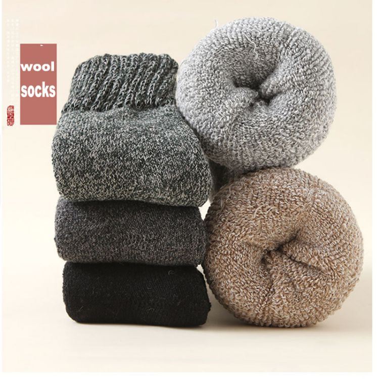 buy+Thick Warm Ski Hiking Plain Wool Socks