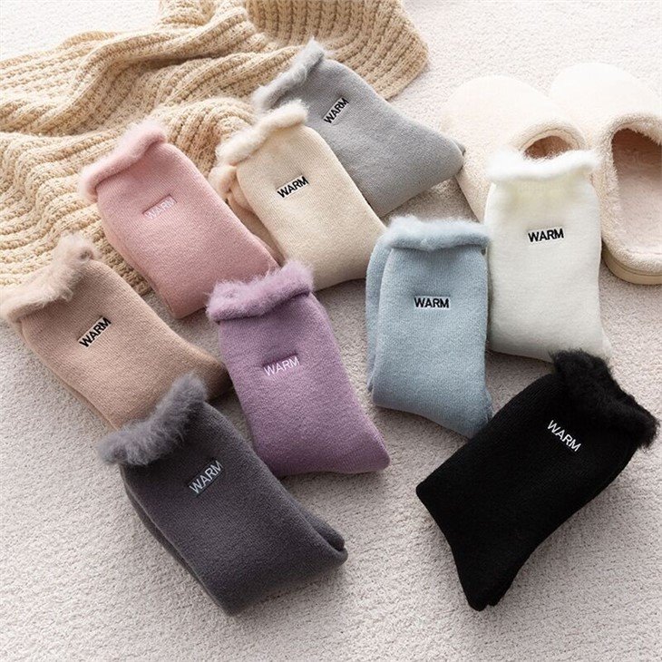 custom embroidery letter thick warm winter socks