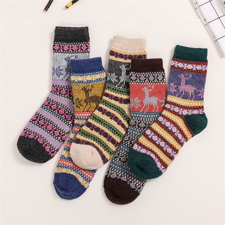Custom knit jacquard wool warm cute socks padded socks +quotation