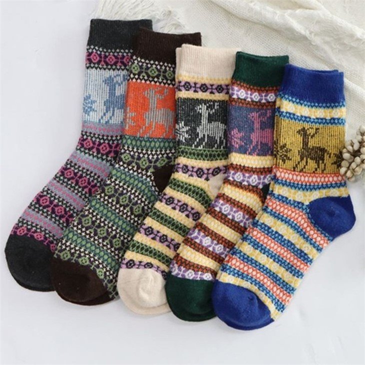 discount+Custom knit jacquard wool warm cute socks padded socks