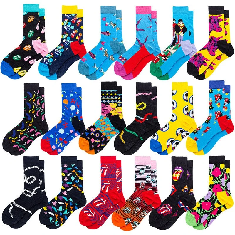 Custom Logo Street Jacquard Happy Socks Men Colorful
