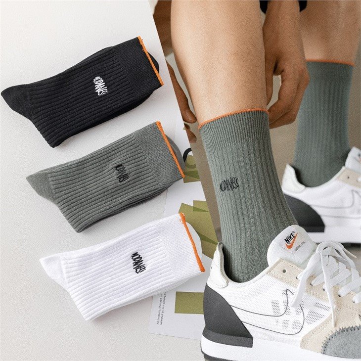custom socks embroidered men's classic crew socks