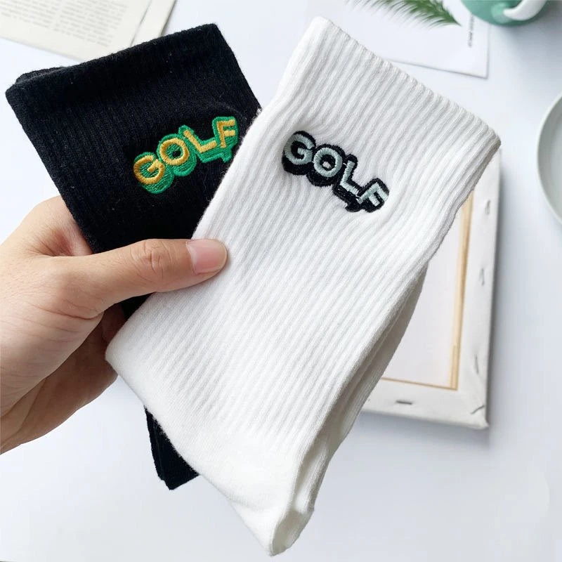 Golf Embroidery Trend Sports Golf Socks Unisex