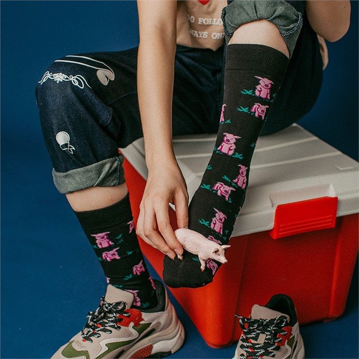 jacquard happy crazy fashion socks+made in China