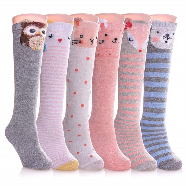 kids high knee socks with animals