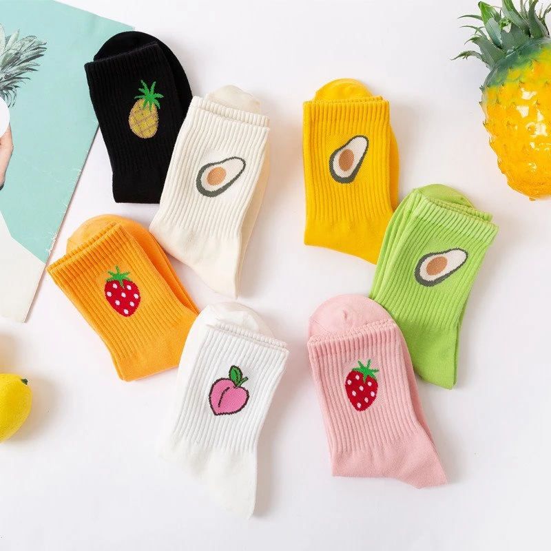 New Original Custom Jacquard Design Woman Socks Fruit