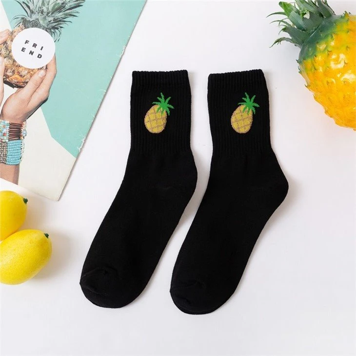 buy discount+New original custom jacquard design woman socks fruit