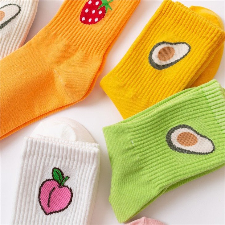 low price+New original custom jacquard design woman socks fruit