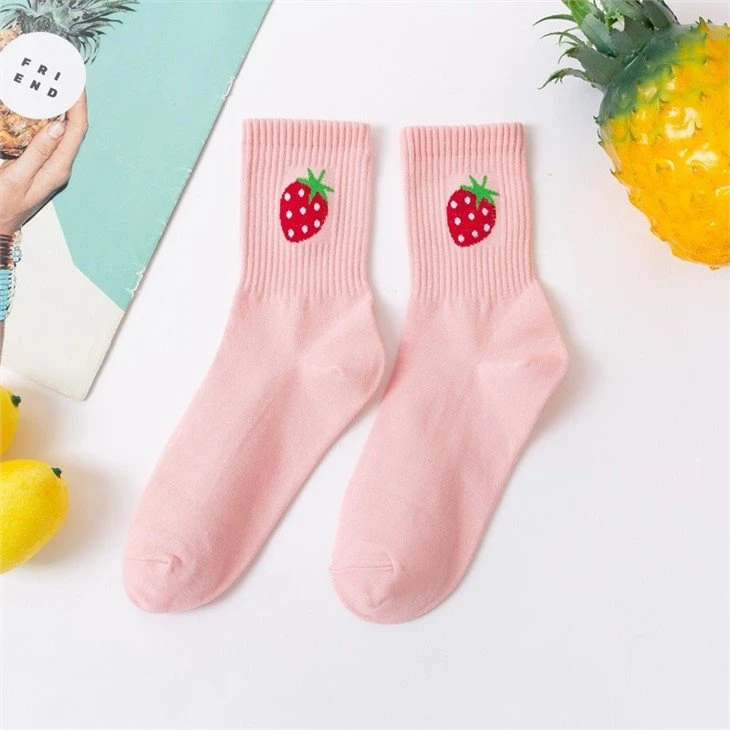 New original custom jacquard design woman socks fruit+price