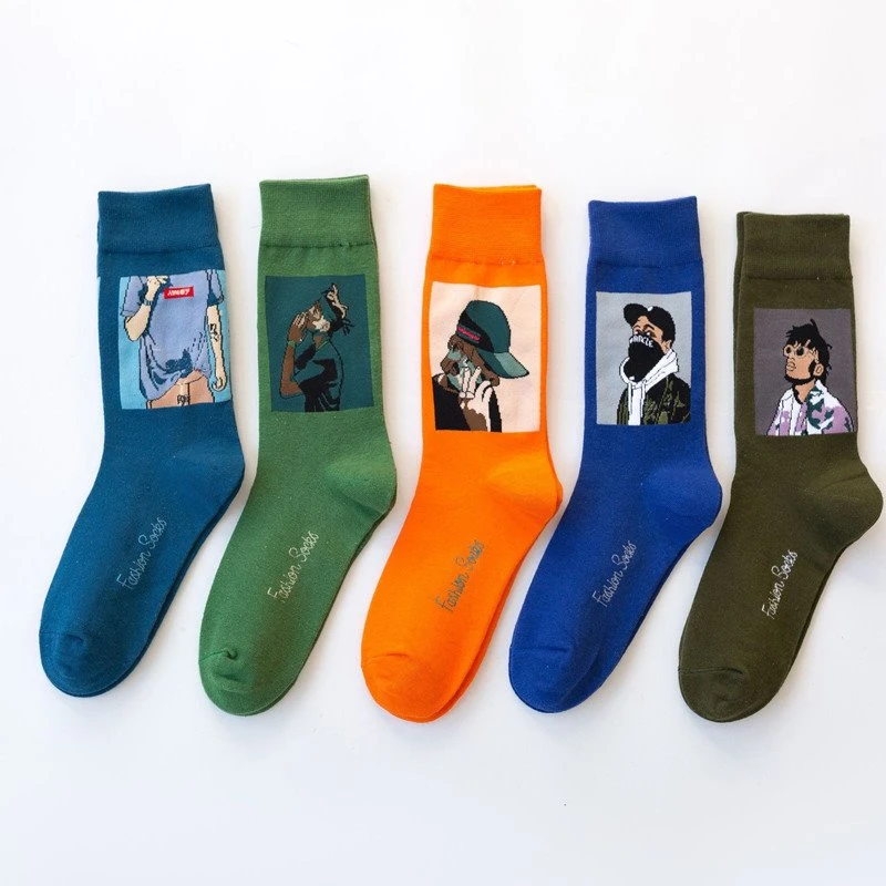 Fashion Crew Socks Printed Logo