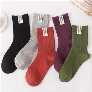 Korean Pure Color Sewing Label Ankle Socks Custom