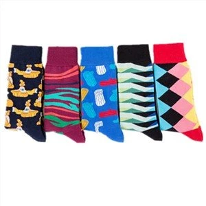Mens Mid Calf Socks Happy Colorful Socks