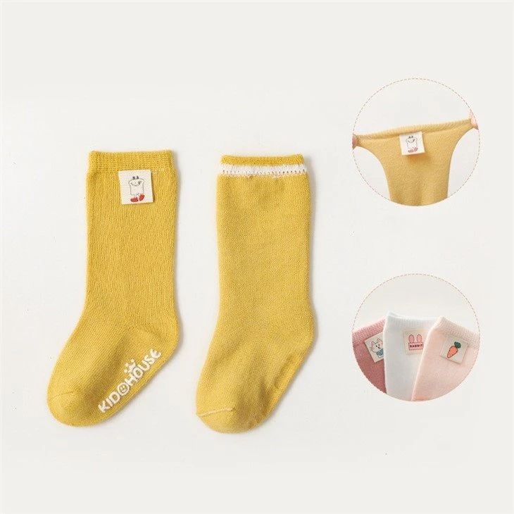 low price+soft cotton cloth label sewing baby anti slip socks