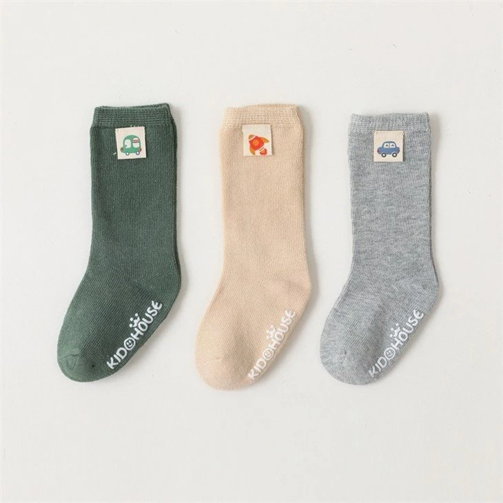 discount+soft cotton cloth label sewing baby anti slip socks