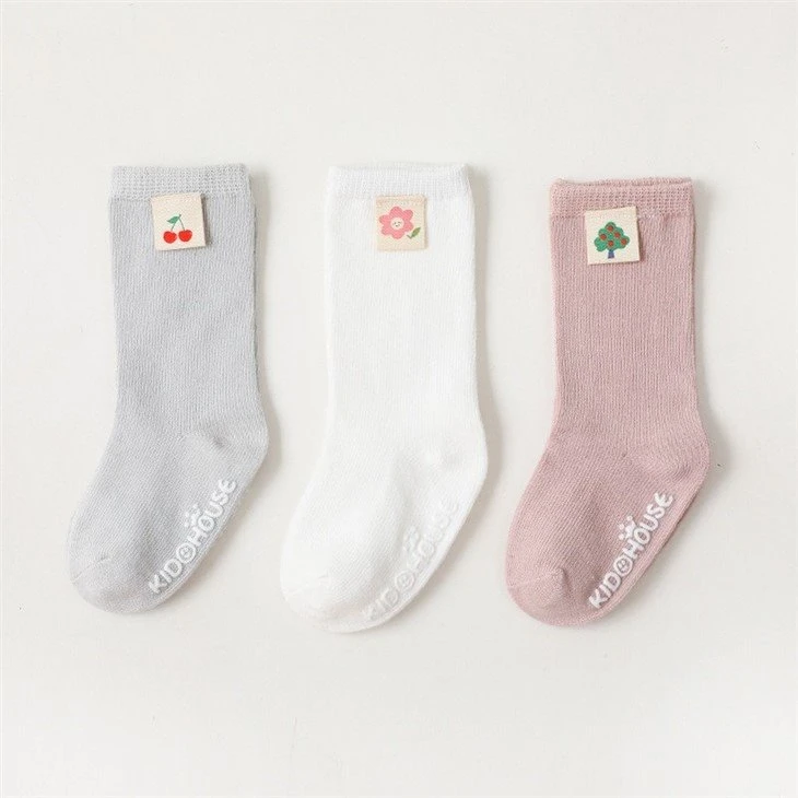 soft cotton cloth label sewing baby anti slip socks+price