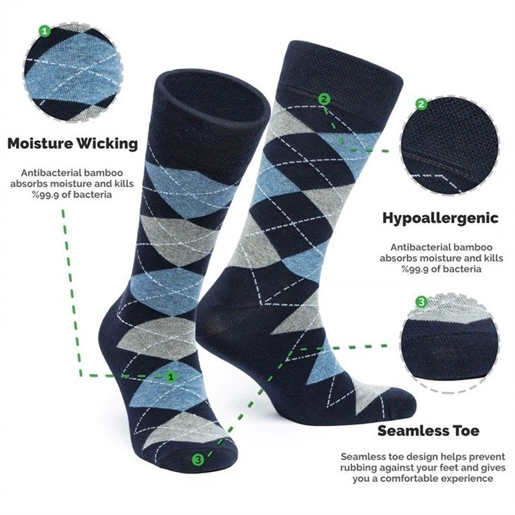 Embroidery Logo Men's Color Bamboo Socks
