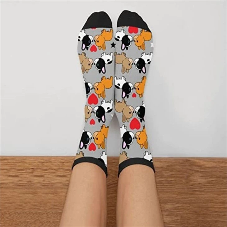 Customized 3D sublimation dog print socks 04