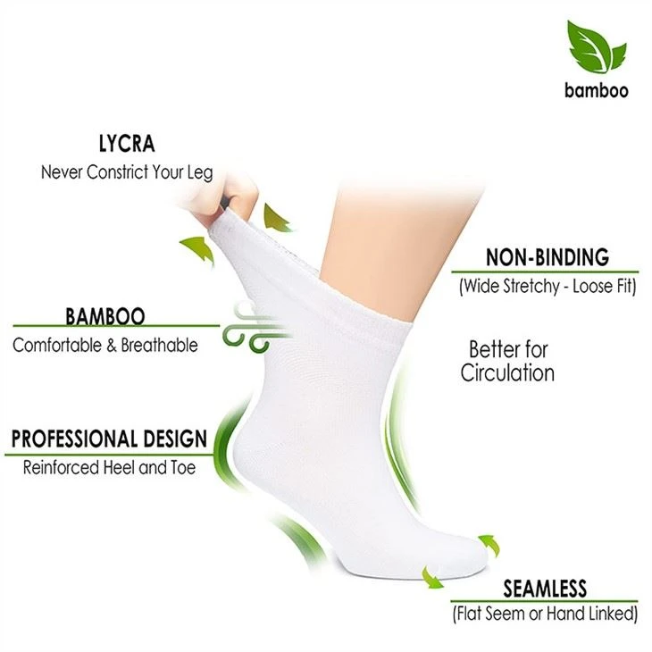 Best Black Lightweight Bamboo Crew Non Binding Extra Wide Neuropathy Diabetic Socks For Men Women
