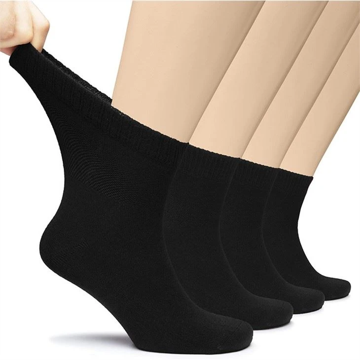 Best Black Lightweight Bamboo Crew Non Binding Extra Wide Neuropathy Diabetic Socks For Men Women