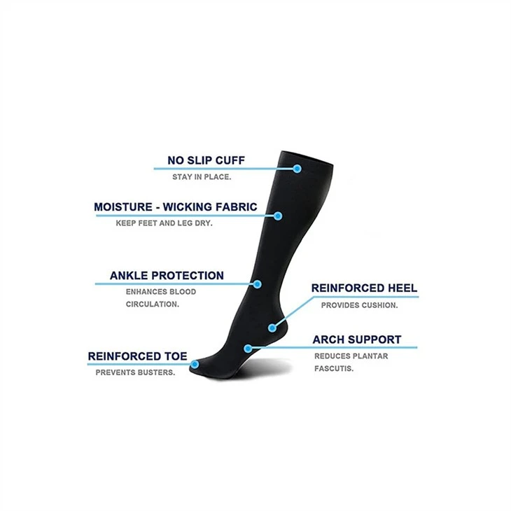 Oem Low Moq Black High Knee Heart Line Compression Socks (4)
