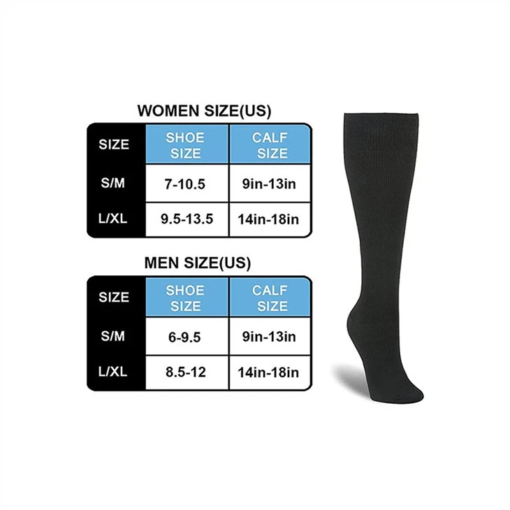 Oem Low Moq Black High Knee Heart Line Compression Socks (5)