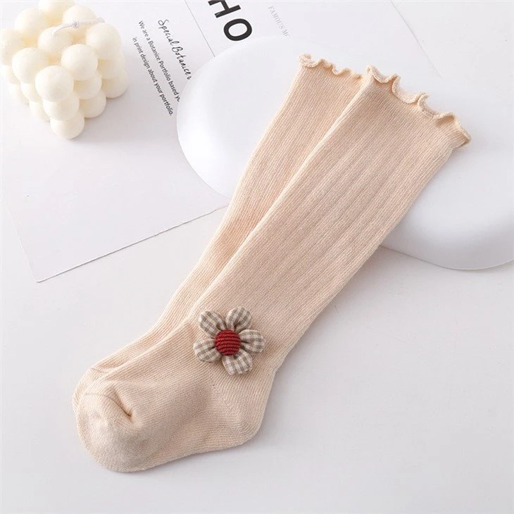 Children's ruffled flowers kid stockings thigh high socks +free sample