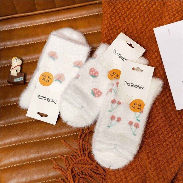Coral Fleece Thick Womens Cute Fruit Fuzzy Socks bulk