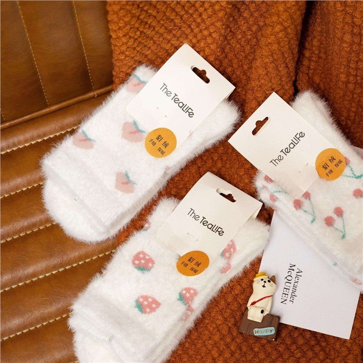 Coral Fleece Thick Womens Cute Fruit Fuzzy Socks factory