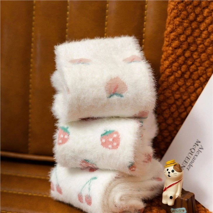 Coral Fleece Thick Womens Cute Fruit Fuzzy Socks quotation