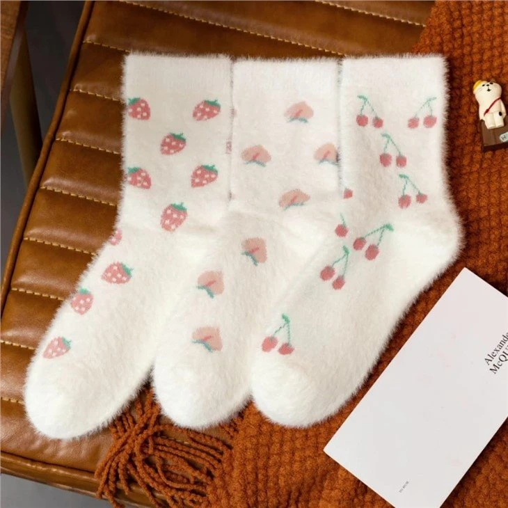 Coral Fleece Thick Womens Cute Fruit Fuzzy Socks price