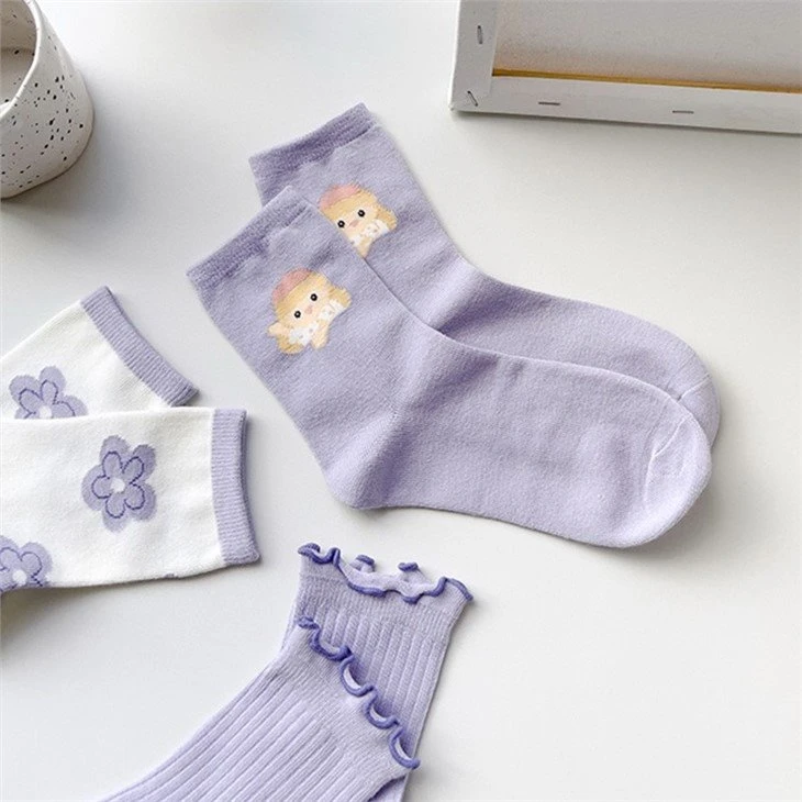 Bulk High Quality Women Cute Crew Socks Free Size