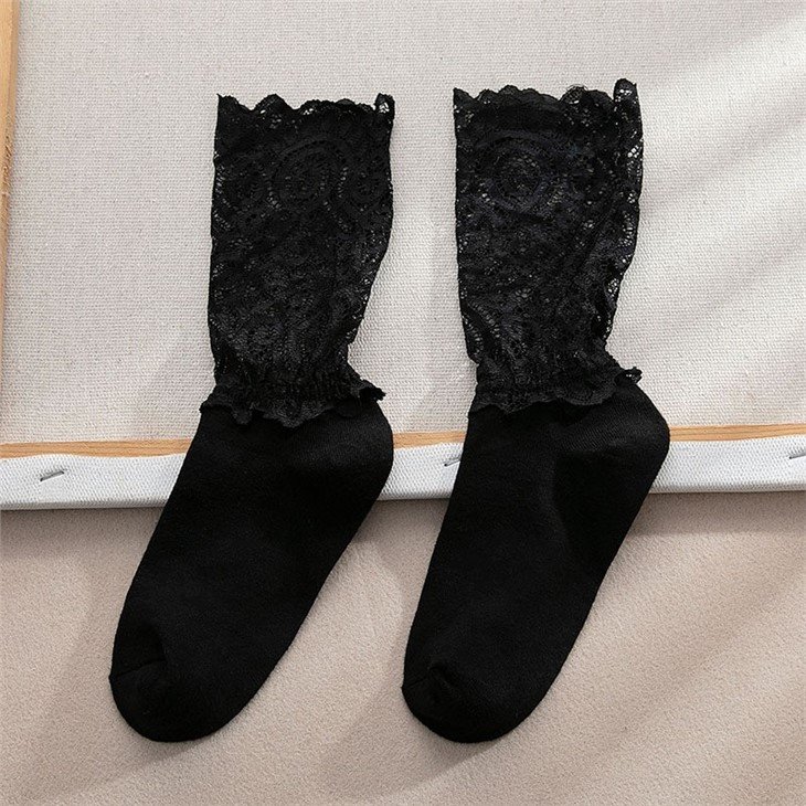 Lace Socks Women Black Solid Color price